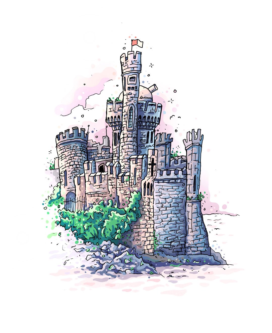 Cartoonised drawing of the castle